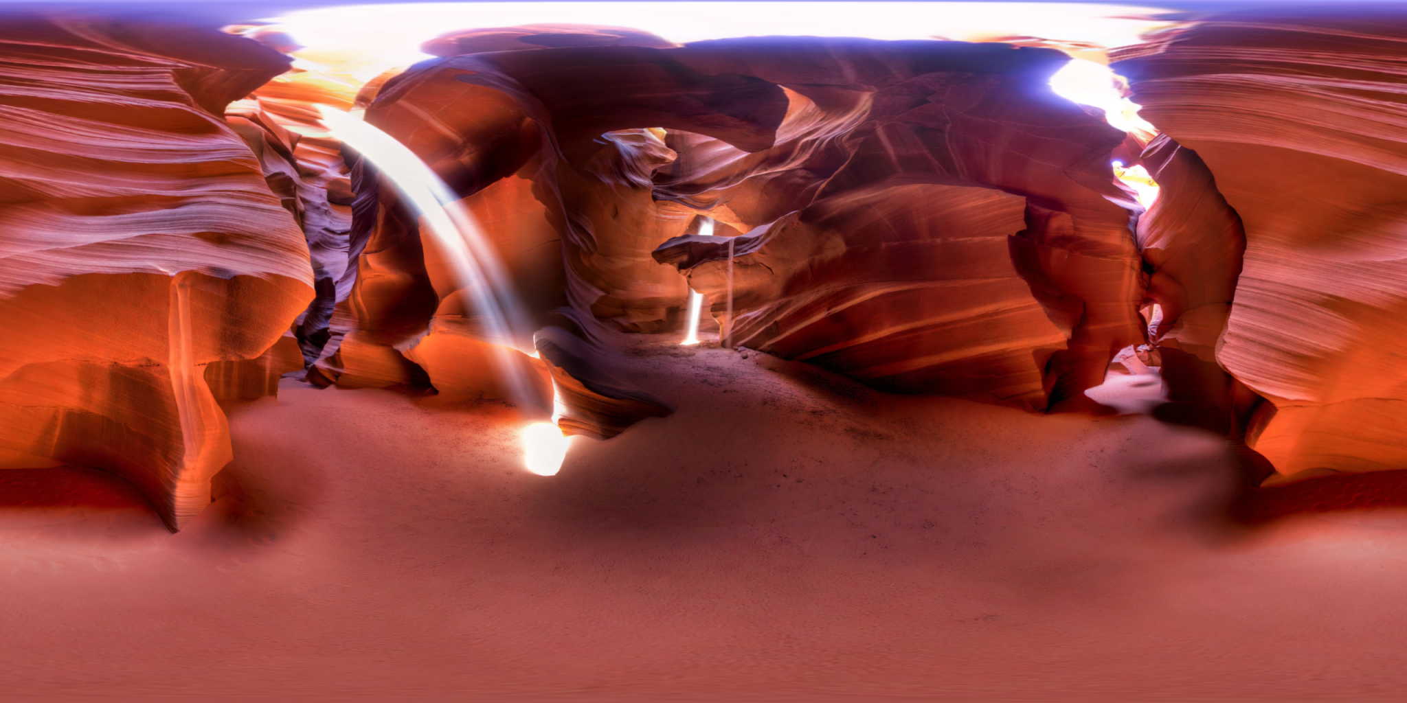 Vue 360° Grand Canyon réaliste en réalité virtuelle, lumière naturelle filtrée, Présent Composé design pour SPLATGATE ⟶⦗⦘