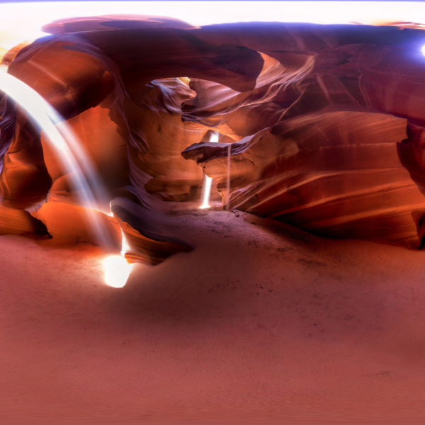 Vue 360° Grand Canyon réaliste en réalité virtuelle, lumière naturelle filtrée, Présent Composé design pour SPLATGATE ⟶⦗⦘